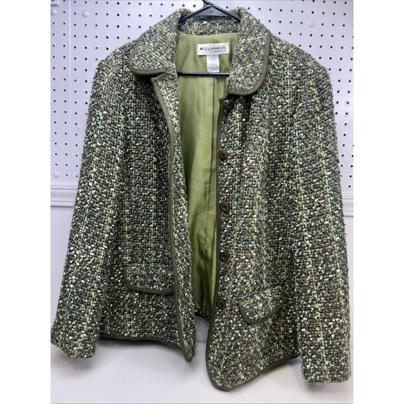 Appleseed's Jackets & Blazers - Appleseeds Womens 20W Green Tweed Blazer